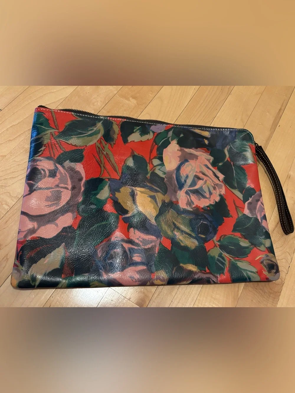 Patricia Nash Braga Leather Large Laptop Bag Clutch Winter Bloom 15” x 10.5”